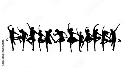 Graceful ballet dancers performing in synchronized poses