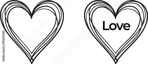 Hand drawn double heart design with love concept