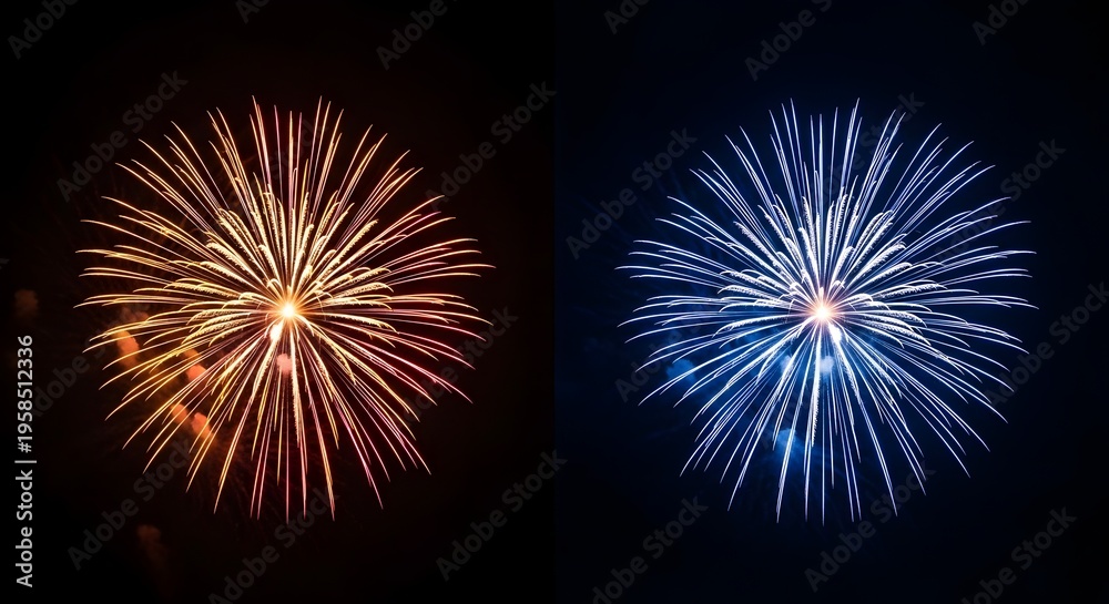 Obraz premium Vibrant fireworks display in the night sky