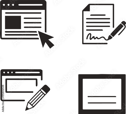 form website icon set for contact page edit sign and submit actions