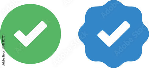 badge verification icon set checkmark green and blue shapes