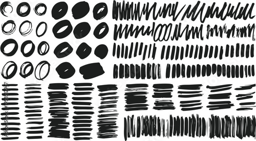 Hand drawn brush strokes and shapes collection for artistic inspiration