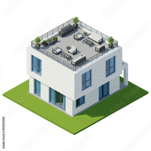 Modern White House with Rooftop Terrace.