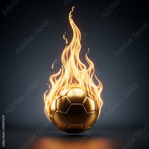 Schilderij op canvas A soccer ball on fire with flames coming out of it, FIFA World Cup 2026, World C