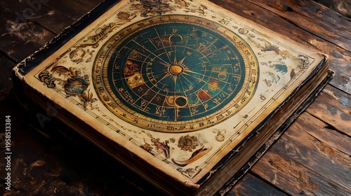 Vintage horoscope book with illustrations