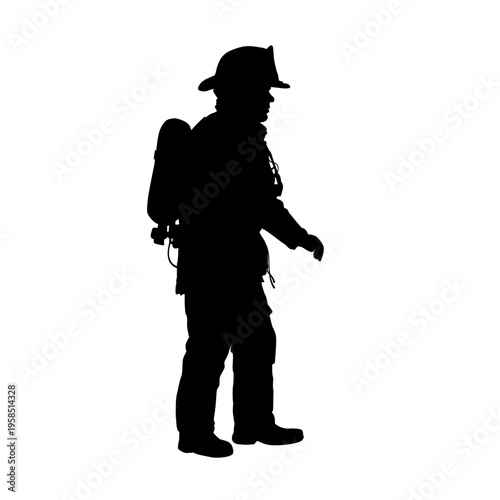 firefighter silhouette isolated - vector illustration