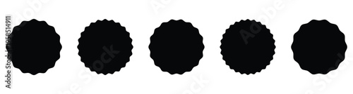 Black starburst badge shapes set. Promotional sale sticker elements for price tags and marketing design.  This starburst icon isolated on white background. Eps10