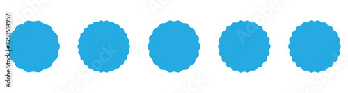 Set of starburst shapes isolated on white background.  Blue tag product labels. Callout stickers. Discount promo stamps.  Starburst icon set. Vector illustration.     