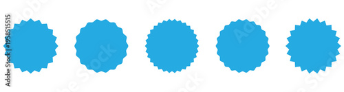 Set of blue starburst, sunburst badges, sale sticker, price tag, starburst icon set , circle sticker set. Wavy edge promo red badges. Starburst icons set vector illustration. Eps10