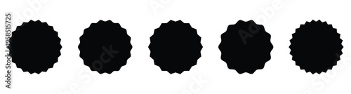 Black sale starburst sticker icons set.  Collection of stared round and oval labels and badges with best offer and discount sign. This icon use for sunburst, stamp, seal, label or burst, badge. Eps10