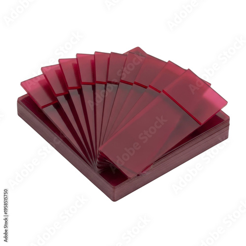 Stack of red glass microscope slides