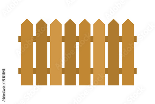 Wooden fence simple flat object transparent PNG. Cartoon style picket fence isolated illustration.