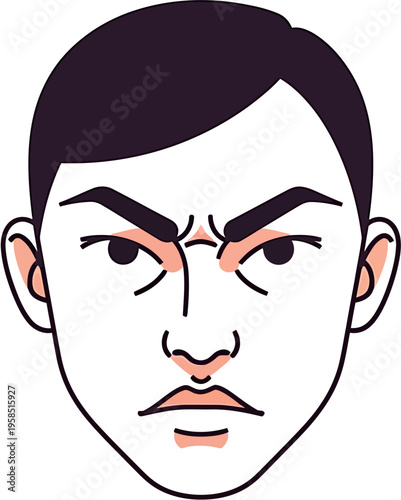 Frowning face with furrowed brows expressing anger and frustration, a graphic representation of negative emotion
