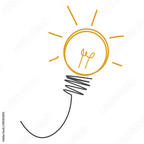 Hand drawn light bulb illustration representing a creative business idea and innovation concept vector symbol of bright thinking and electric energy solution
