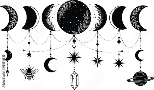 Black Silhouette Of Farmer Carrying Two Buckets At Sunset Near Tree For Rural Agriculture Farming Lifestyle Manual Labor and Countryside Morning Concept Vector Illustration