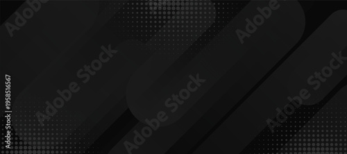 Abstract dark black Geometric banner design background. Subtle pattern. Digital polka. Dots gradation.