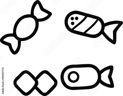 Collection of colorful candy sweets with lollipop and gummy vector illustration