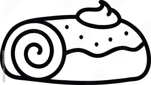 Swiss roll cake with cream filling dessert vector illustration, flat design