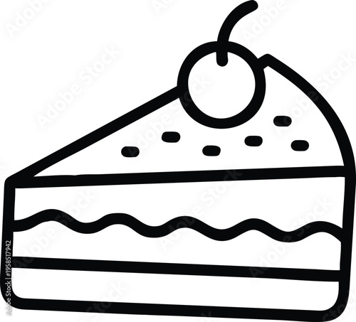 chocolate cake slice with creamy frosting vector illustration flat design