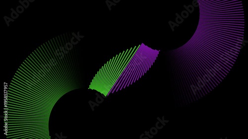 Bright green violet twisted lines abstract technology minimal background. Futuristic motion design. Seamless loop. Video animation Ultra HD 4K 3840x2160