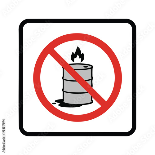 No flammable liquids allowed in storage area sign icon