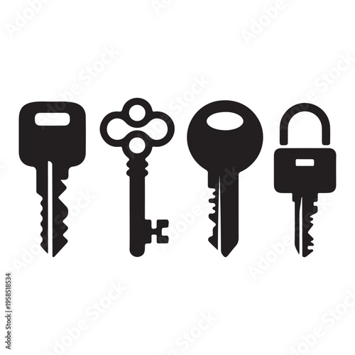 Modern car key remote silhouette minimal automotive access icon illustration design