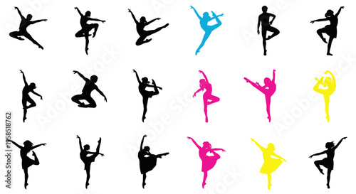 Ballet Dancers Silhouettes Collection in Dynamic Poses