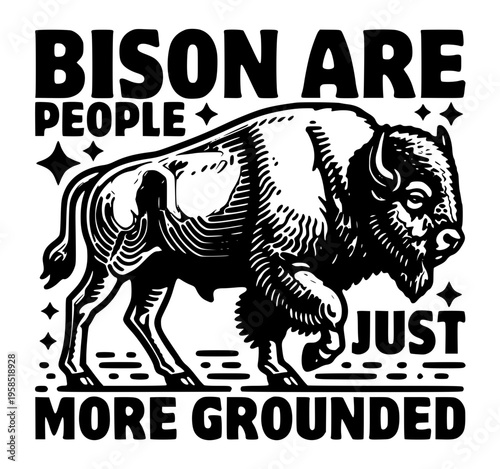 A bison standing on the ground isolated on transparent background