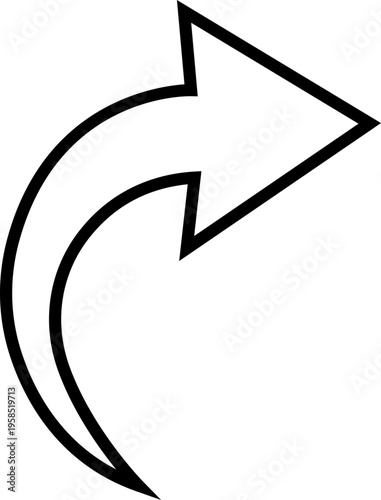 Curved Arrow Icon Group in Line Style Vector, Direction Pointer Navigation Symbol Bundle Pack, Swirl Rotate Flow Sign Silhouette Outline Design