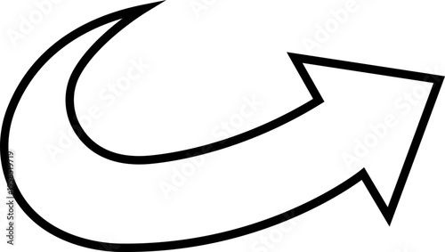 Curved Arrow Icon Group in Line Style Vector, Direction Pointer Navigation Symbol Bundle Pack, Swirl Rotate Flow Sign Silhouette Outline Design