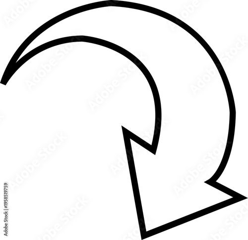 Curved Arrow Icon Group in Line Style Vector, Direction Pointer Navigation Symbol Bundle Pack, Swirl Rotate Flow Sign Silhouette Outline Design