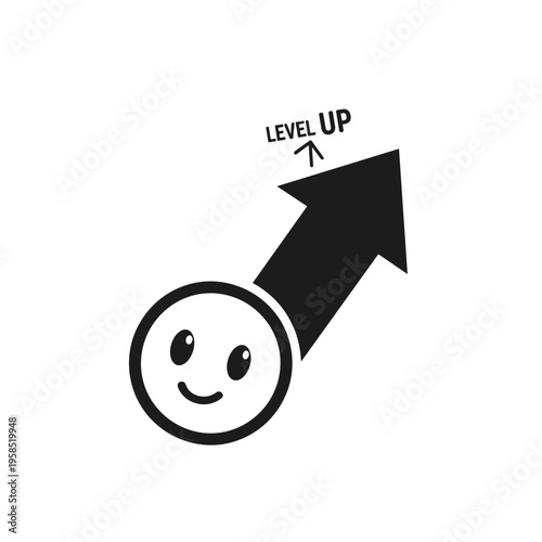 Smiling Face with Level Up Arrow.