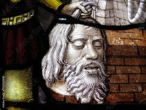 Valokuva The severed head of Saint John the Baptist shown in an image on a medieval 16th