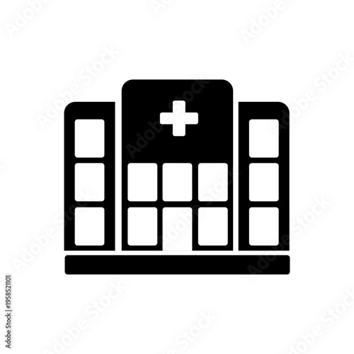 Hospital icon on white background.