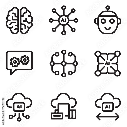 Artificial Intelligence Web Icon Set