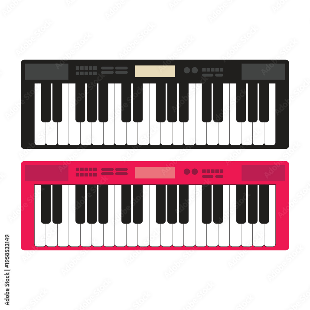 Fototapeta premium Electronic Keyboard Piano Illustration Set Isolated