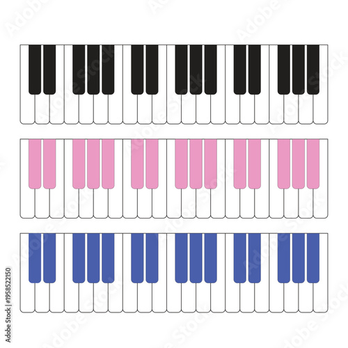 Piano Keys Layout Diagram Colored Notes Illustration