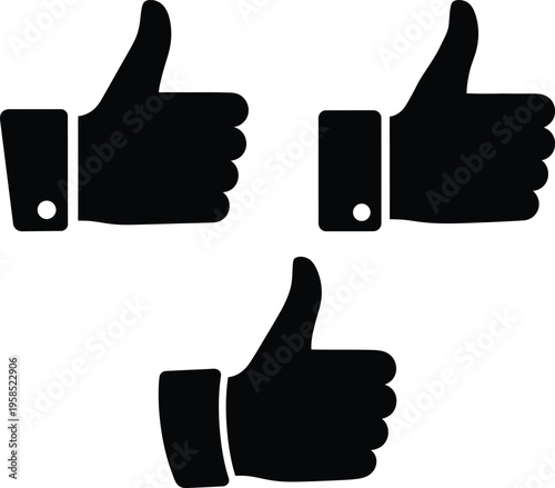 Silhouette vector thumbs up icons set for approval and feedback