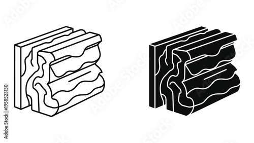 Wood Grain Stack Isometric Vector Construction Material