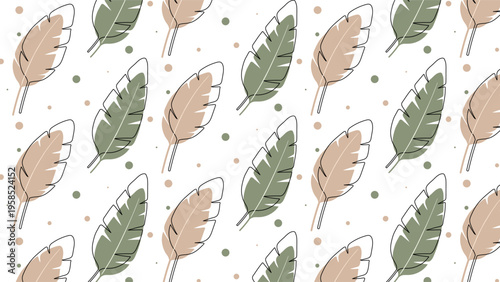 Minimal Leaf Seamless Pattern in Earth Tone Colors.