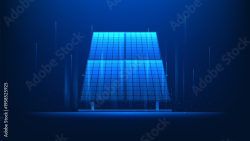 Technology background solar panels generating electricity, representing clean energy, renewable power, sustainable technology, green energy solutions, and eco-friendly innovation for the future.