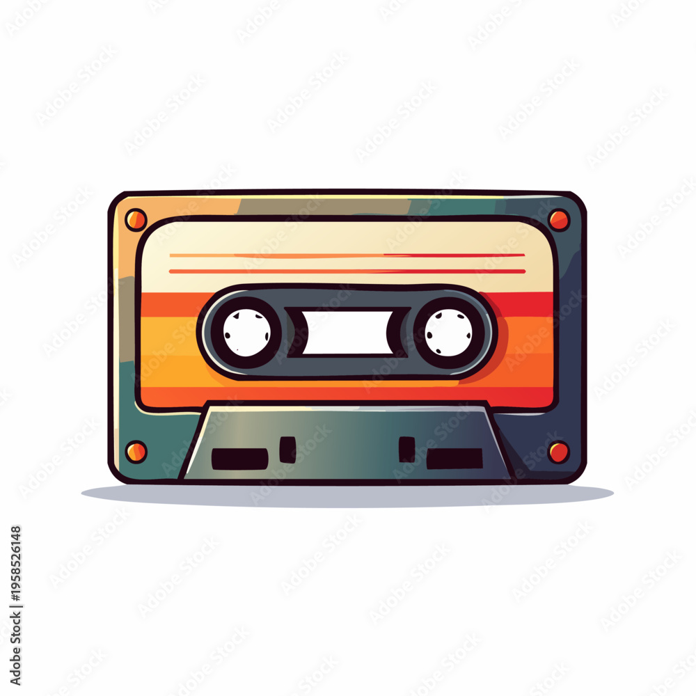 Fototapeta premium Retro Cassette Tape Illustration - A Nostalgic Audio Recording Device.