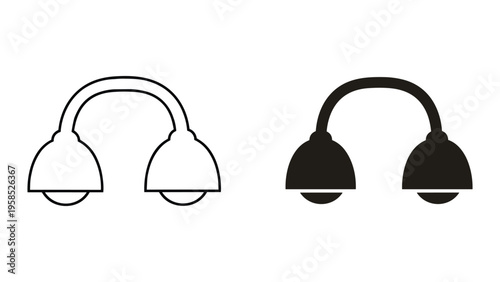 Headphones Icon Line Art Solid Design Audio Symbol