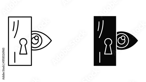 Eye Peeking Keyhole Surveillance Privacy Concept