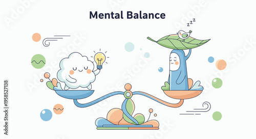 Person meditates balancing mental harmony and stability with nature elements