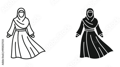 Woman Hijab Arabic Dress Icon Vector Commercial