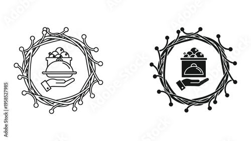 Food Service Delivery Circle Emblem