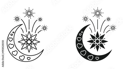 Moon Hearts Fireworks Star Symbol Licensing