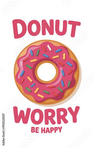 Donut with pink frosting and colorful sprinkles on white