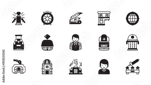 Collection of icons representing various professions and academic disciplines